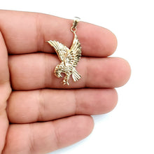 Load image into Gallery viewer, 14k yellow Gold eagle Pendant charm gift fine jewelry unisex diamond cut 2.2g