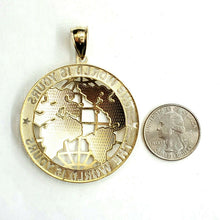 Load image into Gallery viewer, 10k yellow gold round globe planet earth world map pendant fine gift 1.94" 10.4g
