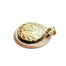 Load image into Gallery viewer, New 10k yellow gold hollow two sided Jesus & virgin Guadalupe pendant 0.69" 2.3g