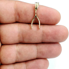 Load image into Gallery viewer, New 10k yellow Gold solid wishbone pendant lucky good luck fine gift jewelry 1g