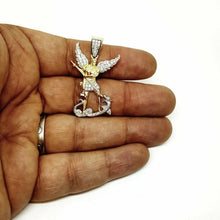 Load image into Gallery viewer, 14k gold two tone saint Michael pendant charm religious jewelry zirconia 5.6g