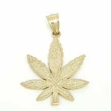 Load image into Gallery viewer, New 14k yellow gold marijuana leaf weed pendant charm fine gift jewelry 2.6g