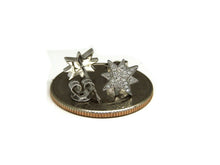 Load image into Gallery viewer, New 14k white Gold 0.11Ct Round Diamond star stud Earrings Push Back Fastening