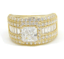 Load image into Gallery viewer, 14k yellow Gold woman wide engagement ring princess cut cubic zirconia size 7