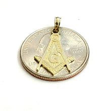 Load image into Gallery viewer, New 10k yellow Gold Freemason Masonic religious Pendant charm fine jewelry 0.9g