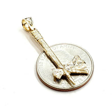 Load image into Gallery viewer, New 14k Yellow Gold Solid 3D AXE Pendant charm outdoor tool fine jewelry 2.8g