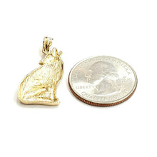 Load image into Gallery viewer, 14k yellow Gold howling wolf full body animal Pendant charm fine jewelry 3.4g