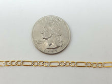 Load image into Gallery viewer, 14K two-tone Gold hollow Figaro Link Chain fine jewelry unisex 3.4mm 16" 3.7g