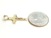 Load image into Gallery viewer, 14k gold two tone saint benedict san benito cross pendant religious jewelry 1.6g