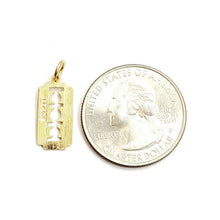 Load image into Gallery viewer, 14k yellow gold tiny razor blade pendant charm Fine Jewelry Gifts unisex 0.7g