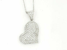 Load image into Gallery viewer, 14k white Gold 0.28Ct Diamond heart necklace gift for her 18" adjustable chain