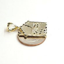 Load image into Gallery viewer, New 10k yellow gold trap house pendant charm diamond cut gift fine jewelry 3.1g