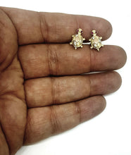 Load image into Gallery viewer, 14k multi color gold turtle full body earrings push back fine gift jewelry 3g