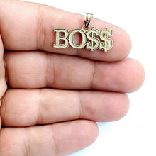 Load image into Gallery viewer, New 10k yellow Gold Boss dollar sign word Pendant charm fine gift jewelry 2.1g