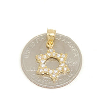 Load image into Gallery viewer, 14k yellow gold star of David Israel pendant cubic zirconia fine jewelry 1.2g