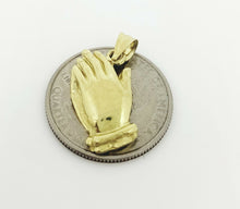 Load image into Gallery viewer, New 10k yellow gold praying hands pendant charm fine religious gift jewelry 2.3g
