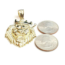 Load image into Gallery viewer, 10k yellow Gold lion head face crown Leo zodiac Pendant charm fine jewelry 7.7g