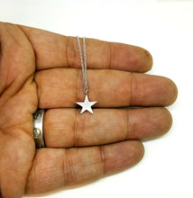 Load image into Gallery viewer, 14k white Gold 0.09Ct Diamond star necklace gift for her 18" adjustable chain