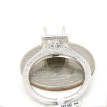 Load image into Gallery viewer, 0.50Ct Natural Diamond 14k White Gold Semi Mount halo Ring square center sz 6.5