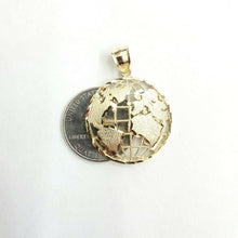 Load image into Gallery viewer, New 10k yellow gold round globe planet earth world map pendant jewelry 1.08" 3g