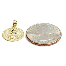 Load image into Gallery viewer, New 10k yellow gold round saint benedict san Benito pendant jewelry 0.58" 1.6g