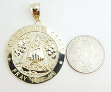 Load image into Gallery viewer, 10k yellow gold round virgin caridad del cobre pendant religious gift 1.44" 9.5g