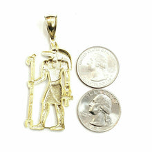 Load image into Gallery viewer, 10k yellow Gold Egypt jackal god Anubis holding Ankh Pendant fine jewelry 6g