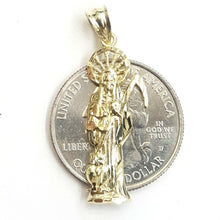 Load image into Gallery viewer, 10k yellow gold Santa muerte holy death Pendant fine gift jewelry unisex 1.4g