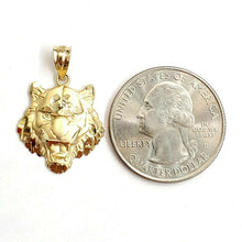 Load image into Gallery viewer, 14k yellow solid Gold tiger male head face Pendant diamond cut fine jewelry 2g