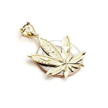 Load image into Gallery viewer, 10k yellow gold marijuana leaf weed pendant charm medical gift fine jewelry 2.6g