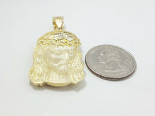 Load image into Gallery viewer, 10k yellow gold jesus face head pendant charm fine religious jewelry unisex 5.5g