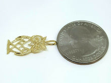 Load image into Gallery viewer, New 14k yellow gold owl full body pendant charm gift fine jewelry unisex 0.8g