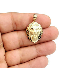 Load image into Gallery viewer, New 14k yellow solid Gold lion Leo head face Pendant charm fine gift jewelry 3g