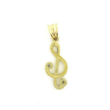 Load image into Gallery viewer, 10k solid yellow Gold music sign Pendant cubic zirconia fine jewelry 1.5g