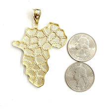 Load image into Gallery viewer, 10k yellow gold nugget Africa continent outline map pendant charm jewelry 9.2g
