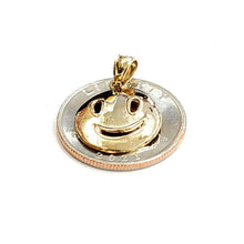 Load image into Gallery viewer, New 14k yellow gold round happy face emoji pendant charm gift fine jewelry 1.5g
