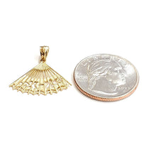 Load image into Gallery viewer, New 14k Yellow Gold Hand Held Fan hand fan Pendant charm gift fine jewelry 1.2g