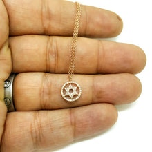 Load image into Gallery viewer, 14k Rose Gold 0.12Ct Round Diamond star of David necklace 18" adjustable chain