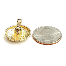 Load image into Gallery viewer, 14k yellow gold solid 3D Sombrero Mexican hat Mexico pendant charm jewelry 4.8g