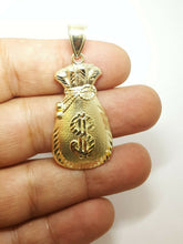 Load image into Gallery viewer, 10k yellow gold dollar sign money bag lucky pendant charm fine gift jewelry 4.3g