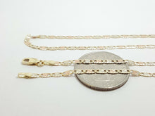 Load image into Gallery viewer, 10K tri color gold 2.5mm valentino chain Necklace fine gift jewelry 3.4g 20"