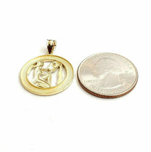 Load image into Gallery viewer, 10k yellow Gold round Aquarius zodiac astrology Pendant charm fine jewelry 2.3g