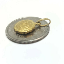 Load image into Gallery viewer, 14k yellow gold round hollow baptism bautizo pendant charm jewelry 0.47" 1.1g