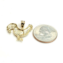 Load image into Gallery viewer, 14k yellow Gold rooster chicken bird Pendant charm diamond cut fine jewelry 2.9g