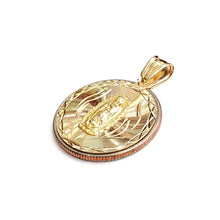 Load image into Gallery viewer, 14k yellow gold round virgin Mary Guadalupe religious pendant diamond cut 2.9g