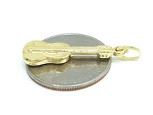 Load image into Gallery viewer, New 14k yellow Gold hollow guitar music Pendant charm 3D fine gift jewelry 1.4g