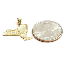 Load image into Gallery viewer, New 14k yellow gold New York outline map pendant charm gift fine jewelry 2.3g
