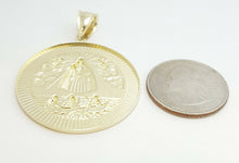 Load image into Gallery viewer, 10k yellow gold round virgin caridad del cobre pendant religious gift 1.44" 9.5g