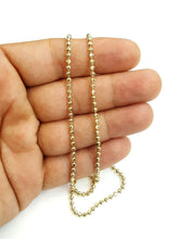 Load image into Gallery viewer, 10K yellow gold 2.5mm ball bead chain moon cut Necklace fine jewelry 9.5g 20"