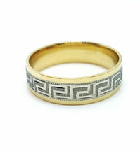 Load image into Gallery viewer, Men Women new 10K Greek key two tone Gold Wedding Band Comfort Fit 6MM Size 8
